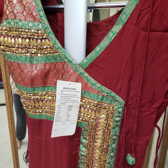 Green & maroon churidaar - Picture 6 of 6